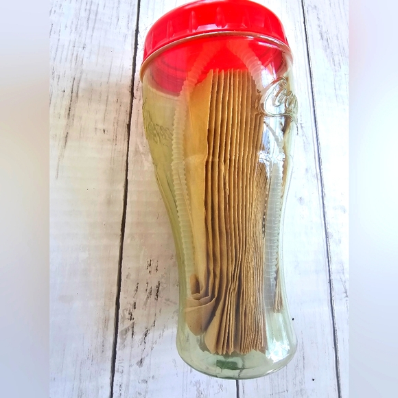 VINTAGE COCA COLA COKE Genuine Sport Bottle Plastic Cup Red Lid & Straw - Picture 2 of 8